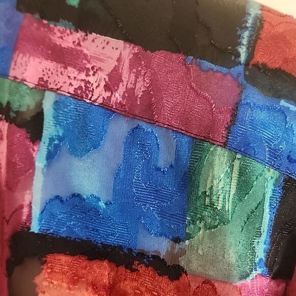 Clothes Vintage Sheer Paisley Patch Work Button Down Blouse Size XL NWT - Picture 7 of 10